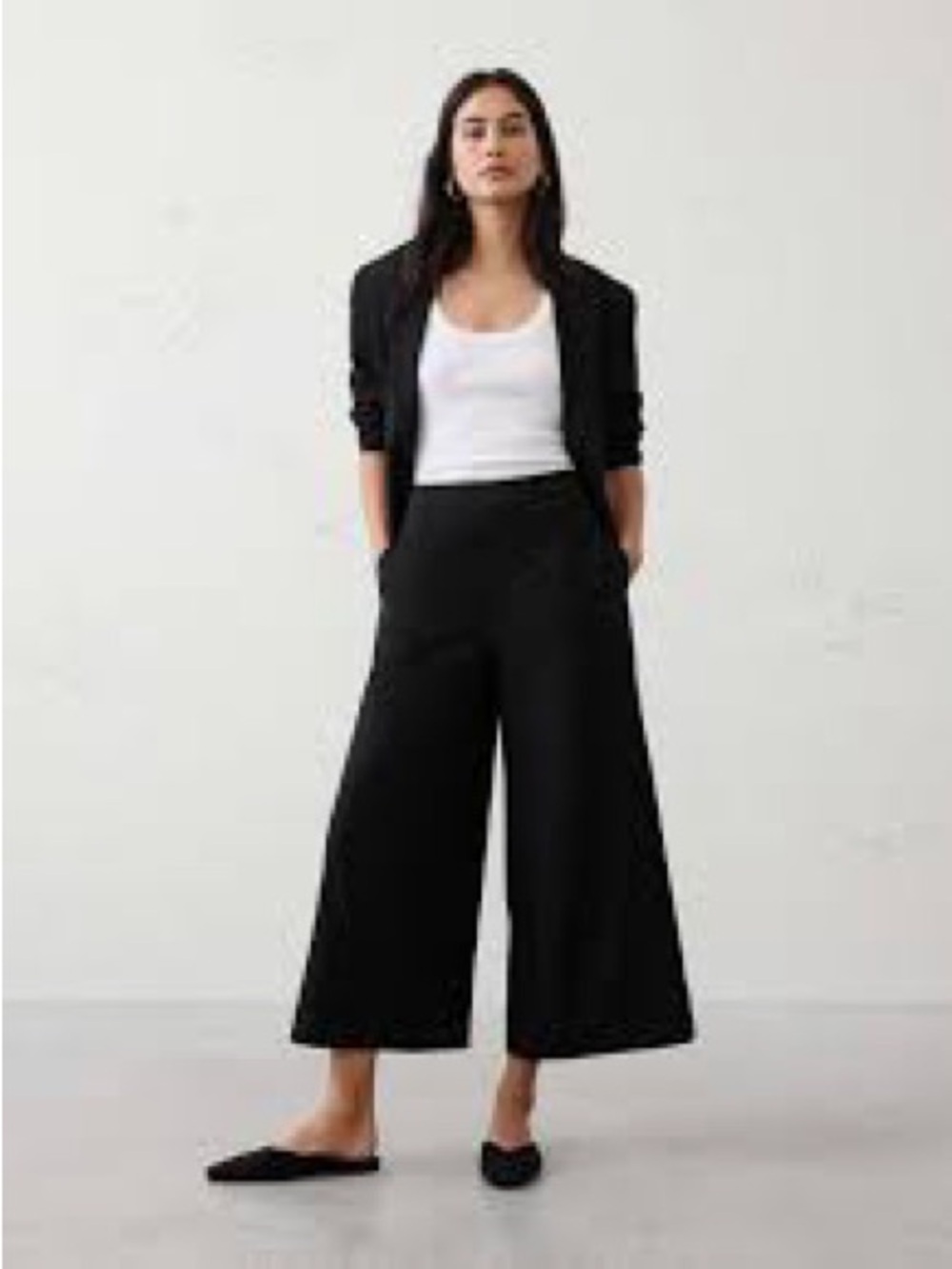 Chepe Italy High-Rise Wide-Leg Cropped Pants in Black